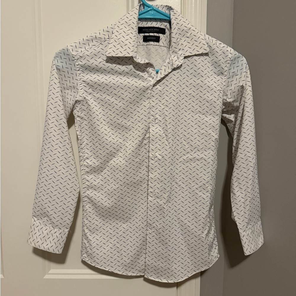 Marc New York White Shirt with Black Pattern